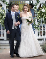 Helen and Scott walking down isle